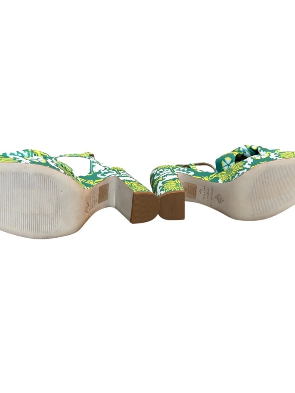 Vacation Glam Tropical Palm Print Platform Block Heels Antonio Melani Maya NWOB